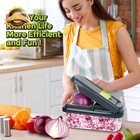 12 in 1 Vegetable Chopper 7 Blade Onion Cutter with Container Grey Kitchen Tool