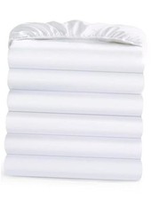 Fitted Sheet Only, Bulk Pack of 6 Bottom Sheets | Premium Soft & King White