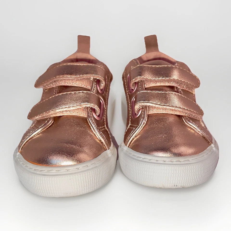 Bebé GAP Talla 7 Entrenador Clásico Metálico Oro Rosa Niño Niña 2 Correas Tenis Foto 4 de 4