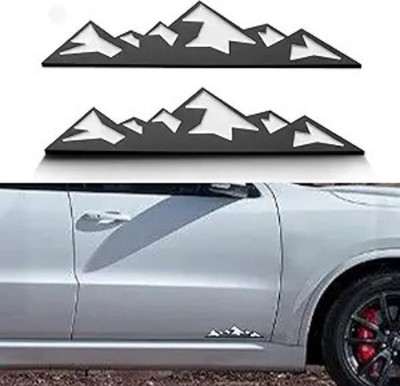 2 PCS 7 Inch Snow Mountain Graphic Logo Badge Emblem, Trunk Color: black white
