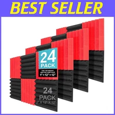 Fireproof Soundproof Studio Foam Panels 24 Pack 2" Charcoal