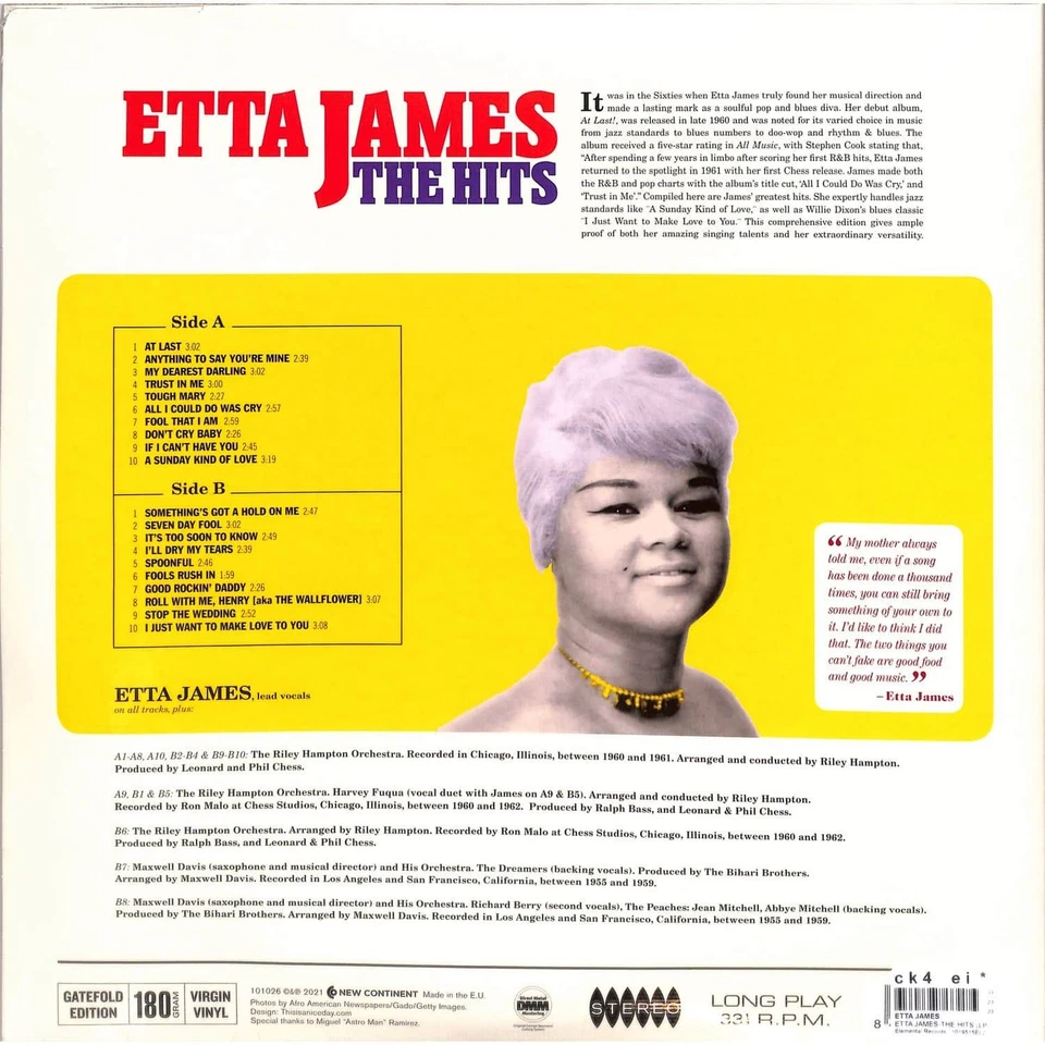 Etta James / ETTA JAMES-THE HITS (LP) / Elemental Records / 1019515EL2 / LP - Bild 2 von 2