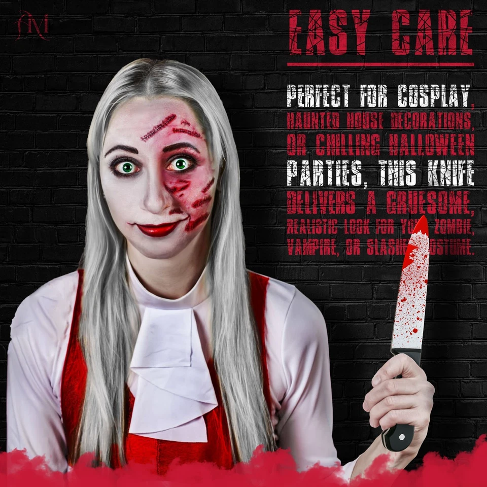 Scream Ghost Face Hooded Mask with 2 Bloody Knife Halloween Costume Screamer Set - Image 3 of 4