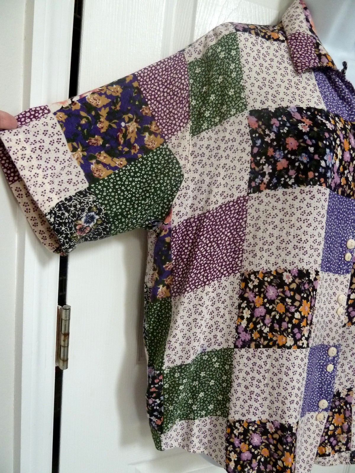 RHYTHMS Plus Sz 20 Patchwork Button Up Blouse Col… - image 3