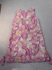 Lilly Pulitzer Dress Girls Size7 Pink Floral Seahorses Nautical Beach Vintage