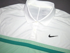 NIke Dri-Fit Short Sleeved 100 Polyester Striped Performance Polo Shirt Mens XL