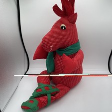 Vintage Red Polka Dot Christmas Holiday Reindeer OOAK Shelf Sitter Skating