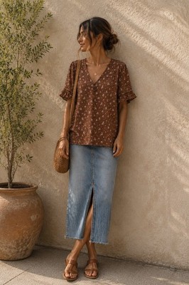 NWOT Sweet Rain Women's 100% Cotton Floral Print Short Sleeve Blouse - Size 2X