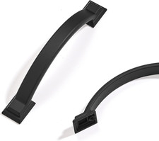 10 Pack Square Matte Black Cabinet Pulls, 3.75 Inch 96Mm Hole Center Solid Met