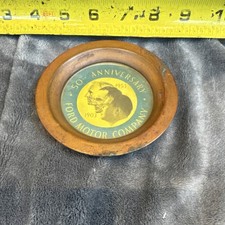 Vintage 1953 Ford Motor Company 50th Anniversary Ashtray Norman Rockwell Brass