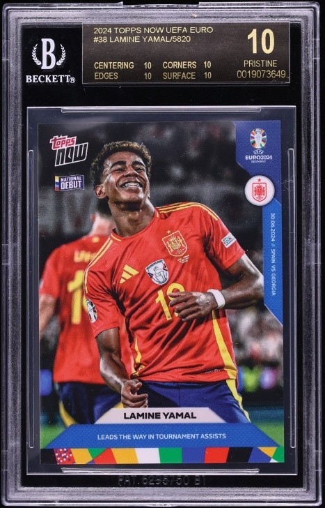 2024 Topps Now UEFA Euro Lamine Yamal RC #38 BGS 10 PRISTINE BLACK LABEL