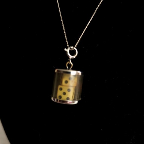 Vintage Paar glückliche kleine Würfel Casino Sterlingsilber Armband Charm Anhänger Glücksspiel - Bild 9 von 13