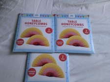 honeycomb table decoration - red, pink + orangy/yellow rainbow x 3