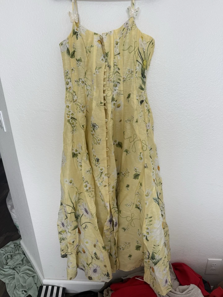 Vestido Camilla Margarita Cadenas Floral Lino-Seda Midi Talla S Foto 2 de 4