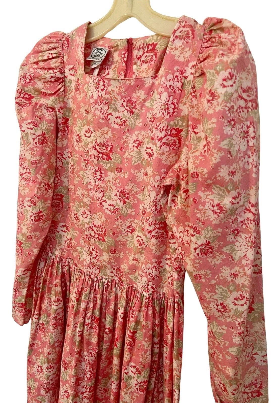 VETEMENTS Abito Laura Ashley anni 80 floreale manica a sbuffo giardino tasche tè come nuovo US 10 UK 12