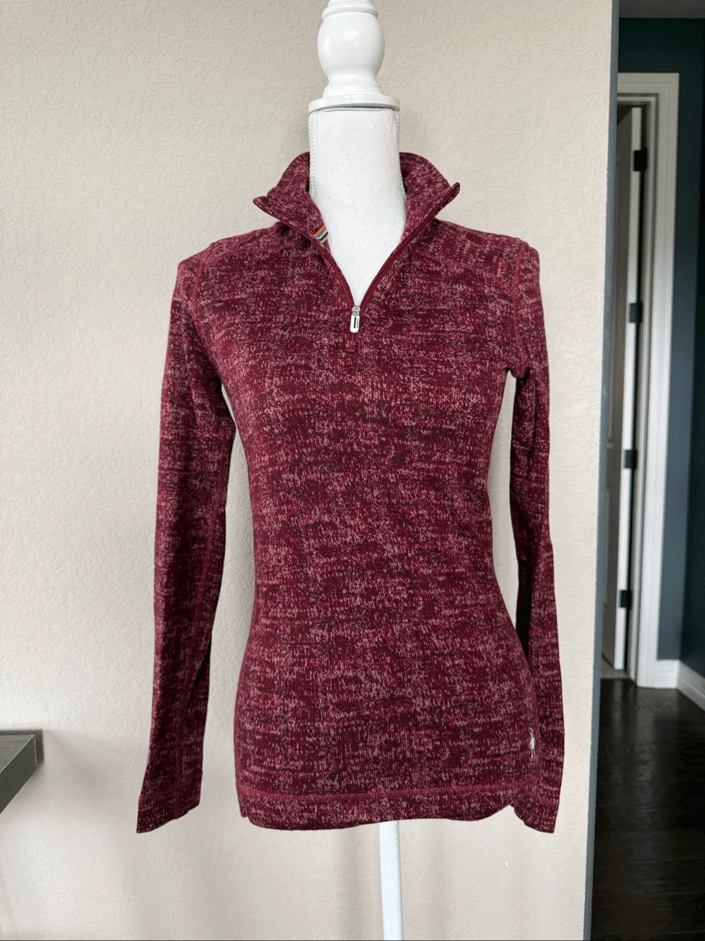 Smartwool Women's Classic Thermal Merino Base Layer 1/4 Zip Burgundy Medium
