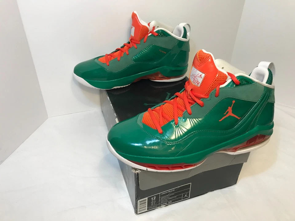 🔥Nike Air Jordan Melo M8 verde/naranja Miami Hurricanes 469786 325 - para hombre 12🔥 Foto 2 de 4