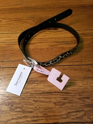 Juicy Couture Womens SM Black Brown Leopard Gold Buckle Belt Oval Adjustable NWT Womens Juicy Couture Black Brown Leopard Gold Buckle  main image 4