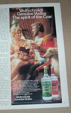 1982 print ad -Wolfschmidt Vodka -spirit of CZAR- Borzoi dog vintage Advertising