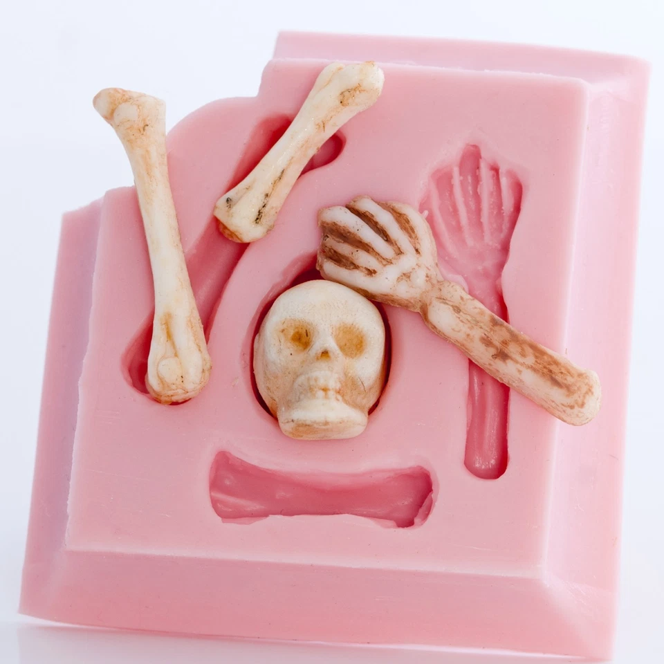  Molde de silicona esqueleto calavera y huesos molde flexible seguro para alimentos o artesanal (517) Foto 3 de 4