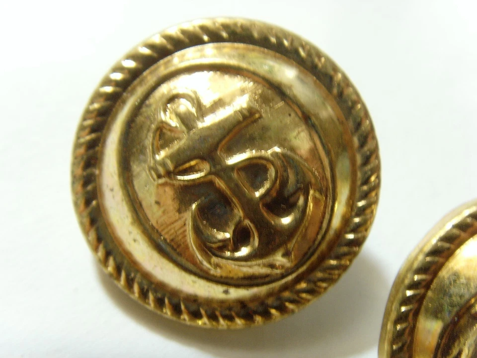 5 vintage 28 mm large great coat gold tone metal USA navy buttons lot 52323 - Image 4 of 4