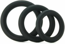 3 Pack Super Stretchy Silicone Cock Ring Erection - 3 Sizes - Black Cockring