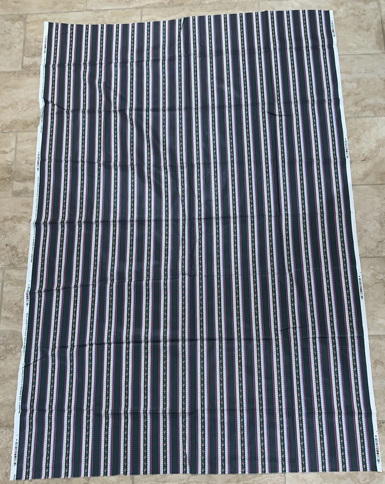 Vintage Joan Kessler Concord Fabric Roses Floral Flowers Stripped 55-3/4”x81” - Image 3 of 4