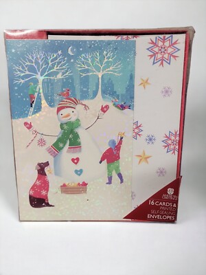 NEW American Greetings Christmas Holiday Greeting Cards Snowman 16 Cards & Enve