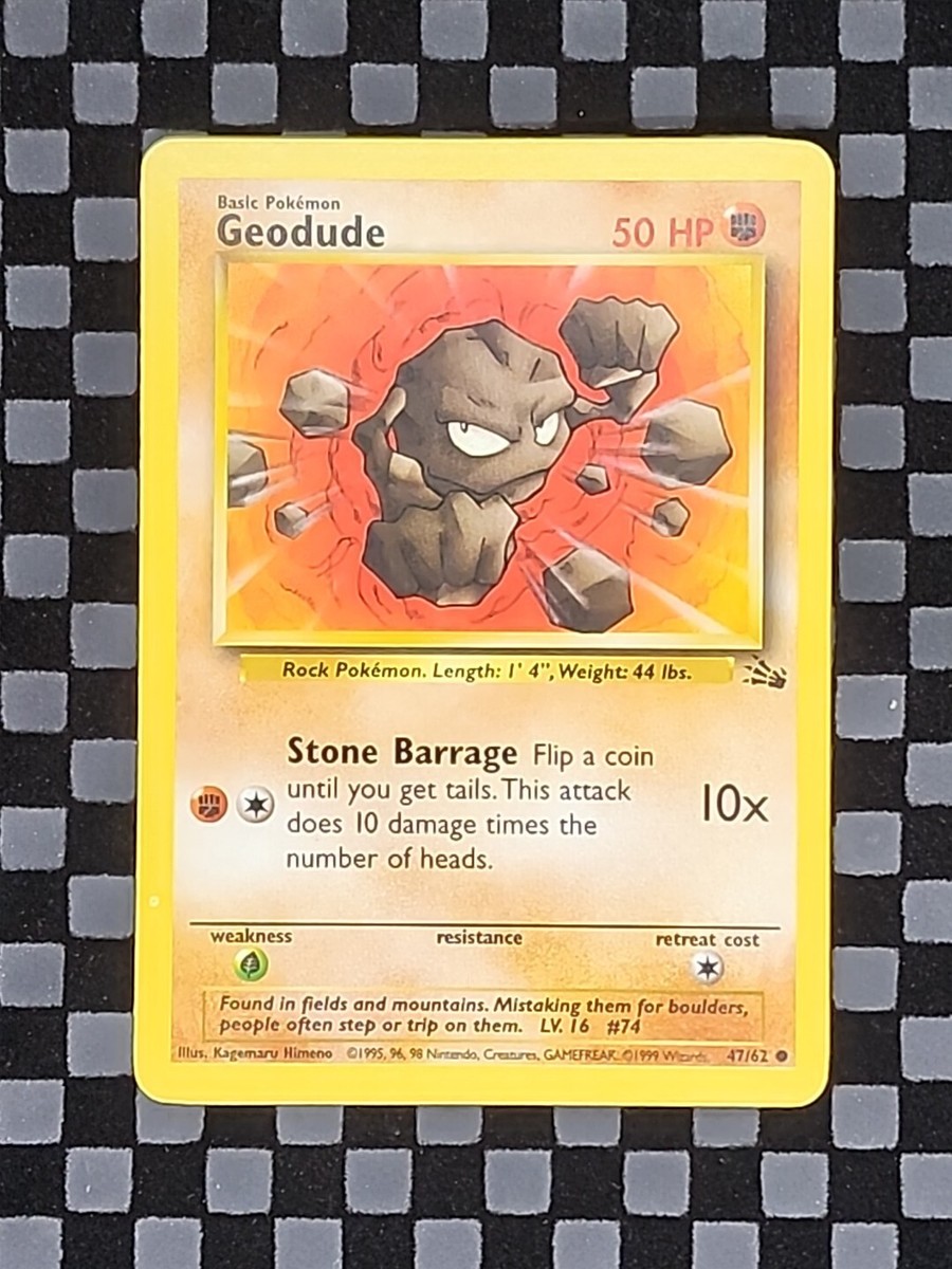 GEODUDE Fossil 47/62 Unlimited WOTC Pokemon Card 1999