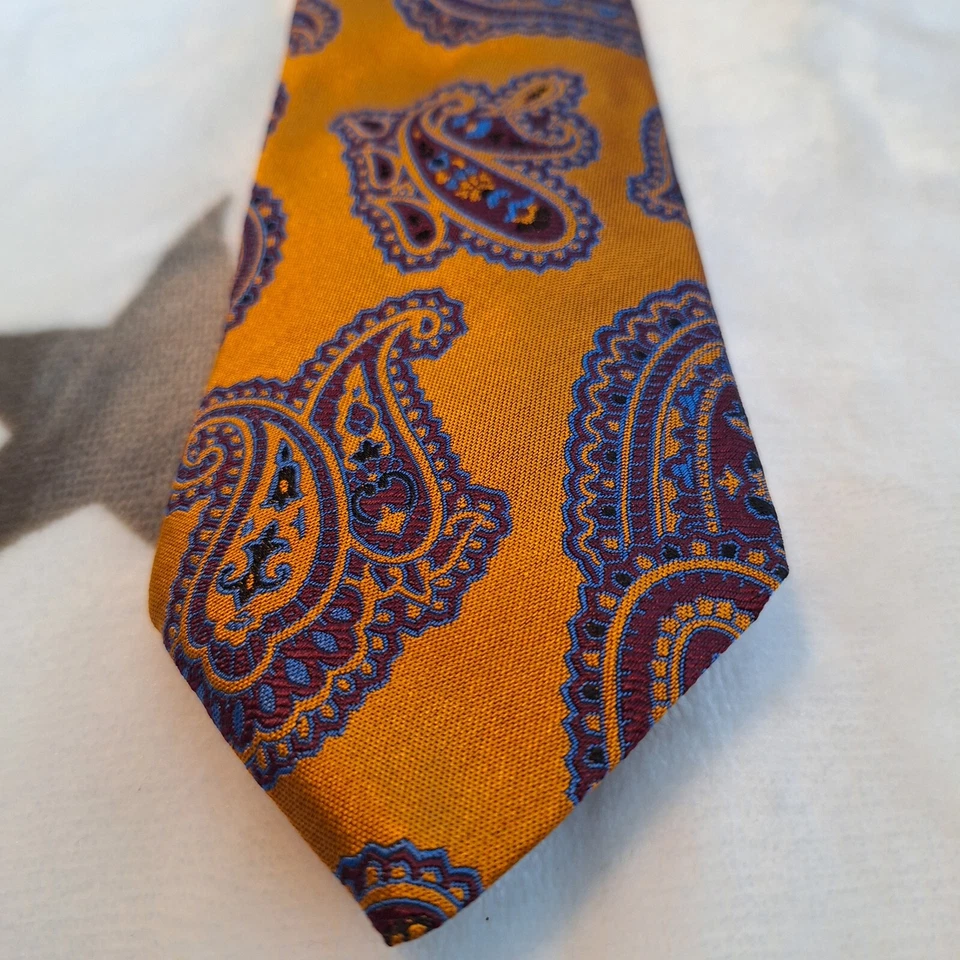 JOS. A. Corbata de diseñador BANK Reserve para hombre 100 % seda Italia dorada roja y azul nueva con etiquetas Foto 4 de 4