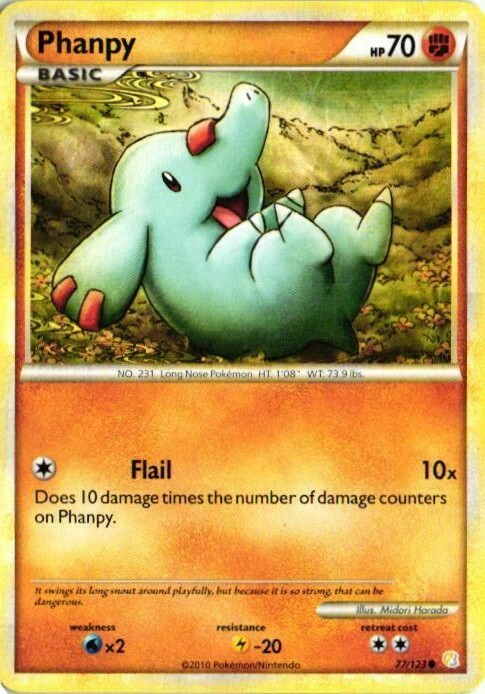 2010 Pokemon Card Phanpy 77/123