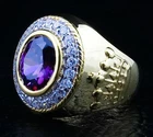 CROWN CHRISTIAN BISHOP 14K YELLOW GOLD STERLING SILVER RING NEW MENS