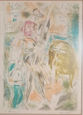 Framed Fine Original FRANCIS CHAPIN  color pencildrawing ''Golden Bull II'' signed