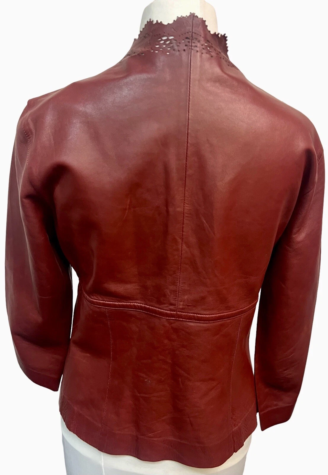 Gucci Tom Ford Giacca in pelle bordeaux taglio laser bordeaux 38 raro pezzo vintage