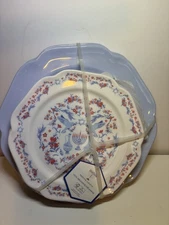 Festive Lights Menora Blue Floral Melamine Dinner And Salad plates - Set Of 8