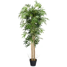 5-Ft Artificial Bamboo Silk Tree w/ Base Indoor-Outdoor Home Decorative Planter