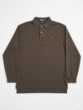 Vintage Polo Ralph Lauren Long Sleeve Polo Shirt Brown Melange Size M
