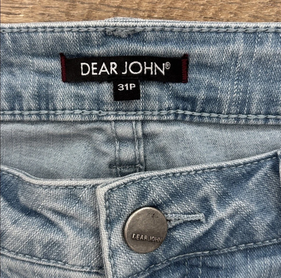 Dear John Women's 31P Distressed Skinny Light Wash Denim Blue Jeans 31 Petite - Image 3 of 4