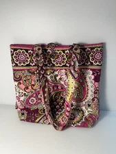 Vera Bradley Quilted Handbag Tote Bag Pink Floral Pattern