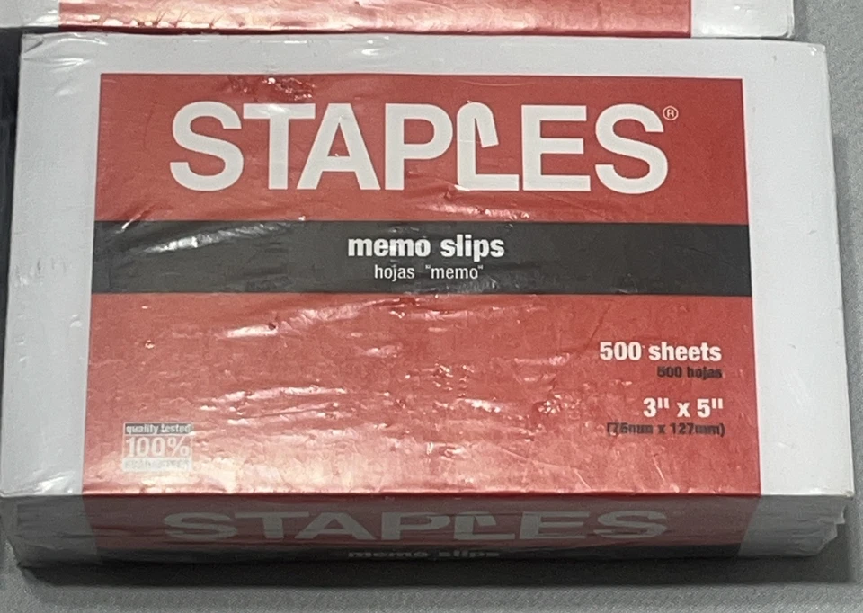 X10 Staples White 500 Sheets Memo Slips 3”x5” New 5000 Sheets 10 New Packs NOS - Image 2 of 4