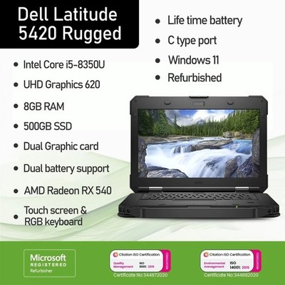 Dell Latitude 5420 Rugged | i5-8. Gen | Touch | 8GB RAM | 500GB Dual Akku