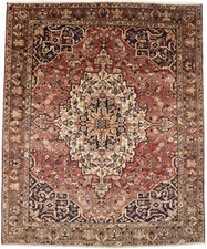 Hand-Knotted 10'6X12'7 Oriental Rug Brick Red Floral Design Boho Decor Carpet