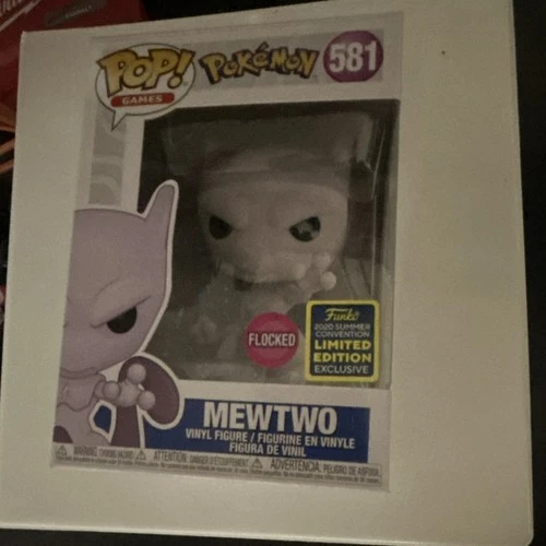 Funko Pop! Pokémon Mewtwo #581 Flocked 2020 Summer Convention Exclusive Vinyl F…