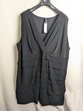Topshop ladies size 30/32 black plus size sleeveless v-neck dress New RRP 65.00