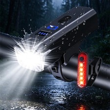 9000LM Super Bright LED Bike Light USB Rechargeable Bicycle Front Rear Headlight