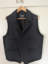 Filson Western Vest in Charcoal Wool Large Ne...