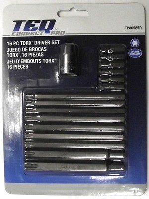 TEQ TP80585d Correct Professional 16-Piece TORX Driver Set