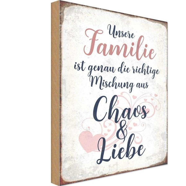Holzschild 30X20 Cm Unsere Familie Freunde Deko Geschenk Holz Schild-image