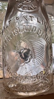 Vintage Bar Harbor Maine Milk Bottle Half Pint Embossed Desert Island Dairies'40