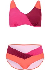 2-tlg Set Bügel Bikini Gr. 40 Cup 80 C Pink Bordeaux Coral Damen Bademode Neu